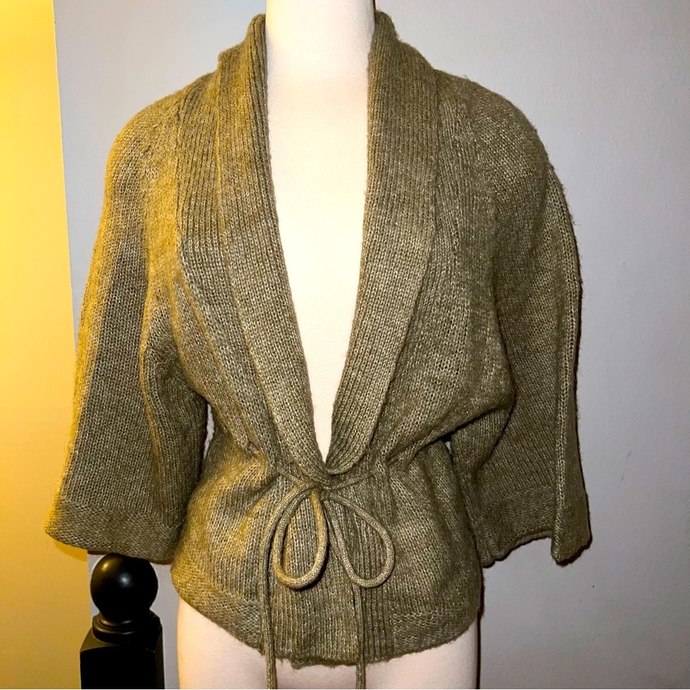 Daytrip Oatmeal Knit Kimono-Style Belted Cardigan - Size S